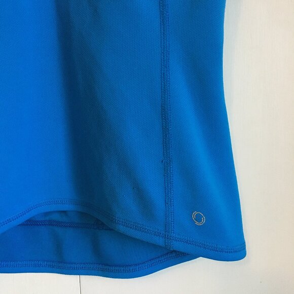 MEC Bright Blue Bubble Short Sleeve Zip Collar Mock Neck Sports Top - Picture 4 of 16